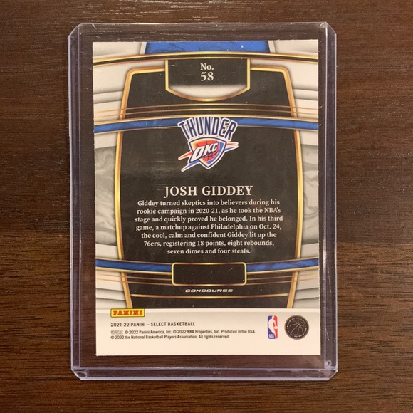 Josh Giddey Select Rookie Card #58 - Picture 2 of 2